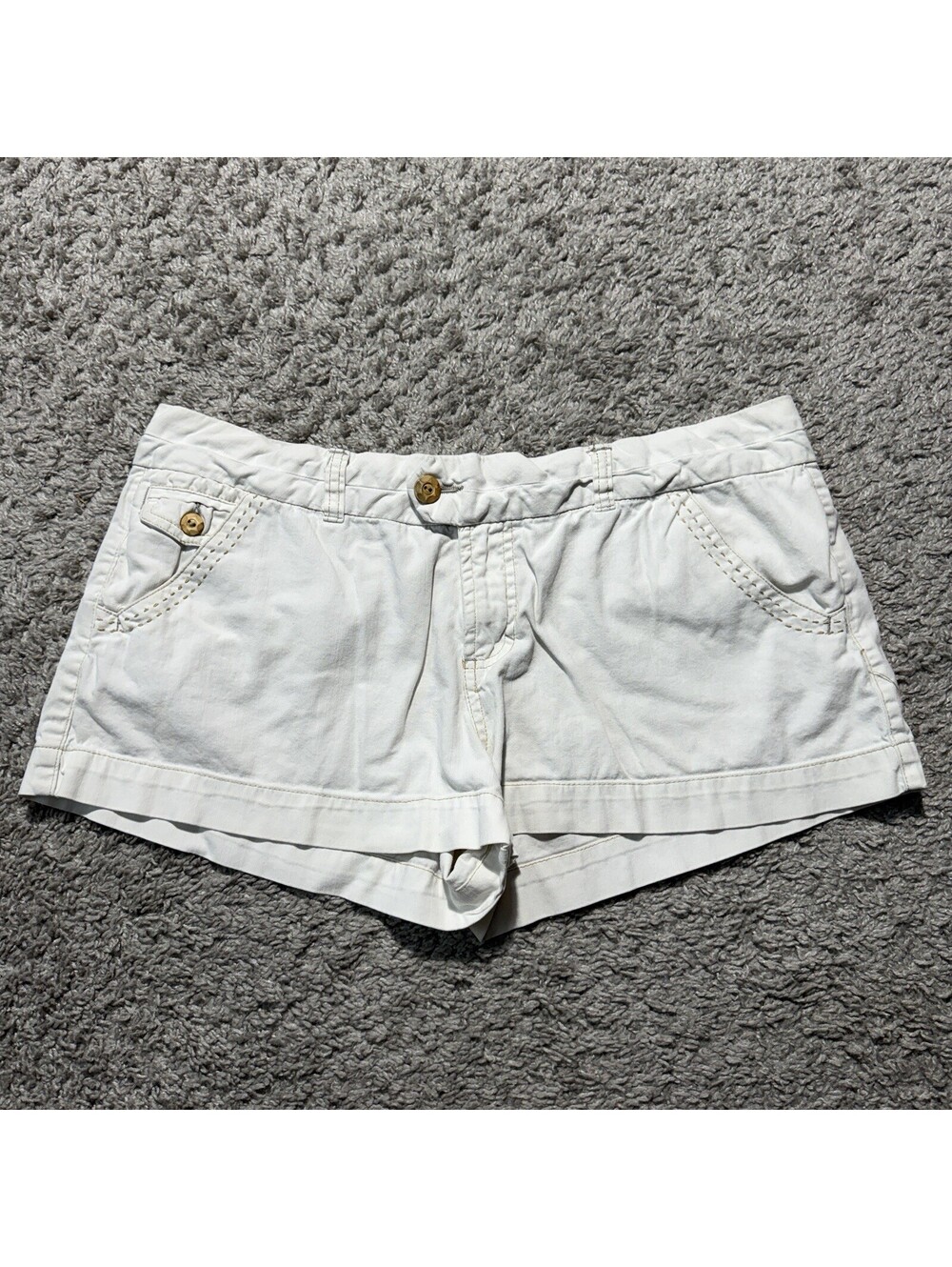 Vintage Y2K OP Ocean Pacific Mini Shorts White Cotton Stretch Low Rise Grunge 15